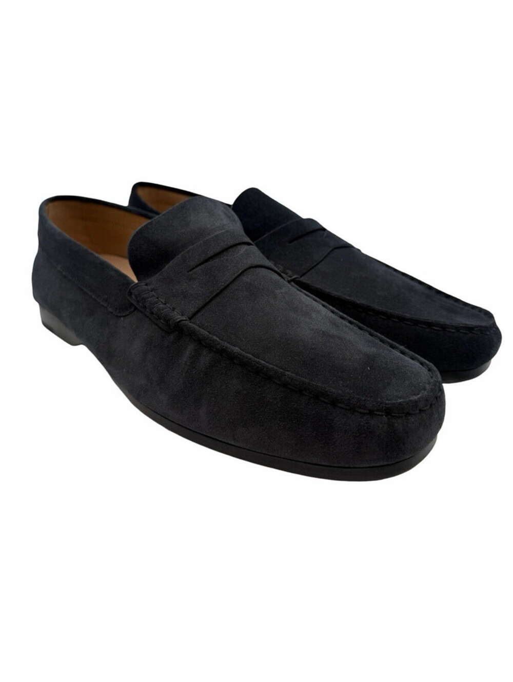 Tod's Suede Gomma Moccasin Penny Loafers Dark Blue Size UK 13 | US 14
